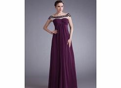 Unbranded Bateau Capped-sleeve Beading Empire Draped