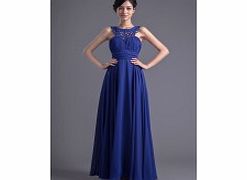 Unbranded Bateau Pleat Ankle-length Lace Cutout Chiffon