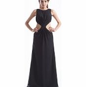 Unbranded Bateau Pleat Cutout Floor-length Chiffon Dress