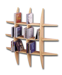 Beech Effect Wall CD Shelving Unit