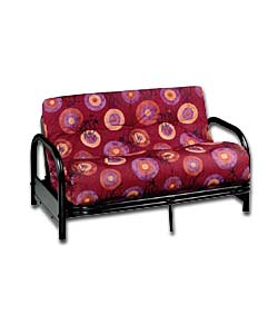 Cadiz Black Metal Futon and Circles Mattress