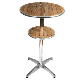 Unbranded Cafe Bar Table 60cm dia Teak and Aluminium