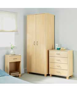 Calais 3-Piece Bedroom Package with 2-Door Robe - Maple