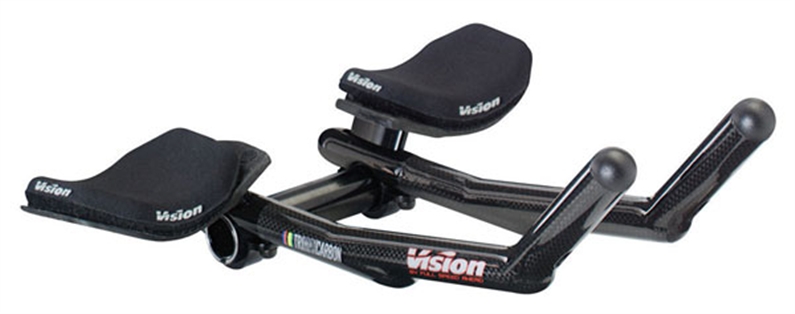 World class time trial or triathlon clip on bar. Ergo/aero carbon fibre extensions, bullet shaped