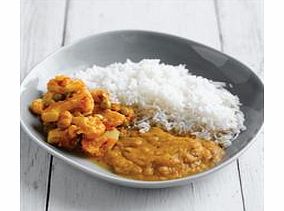 Cauliflower green peas with pigeon pea dal and rice. Please note that our dishes for Ethnic Diets are stocked to order, so please order 14 days before you require delivery. Thank you.