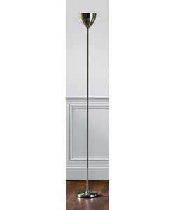 Satin nickel finish lamp.In-line on/off switch.Height 179cm.Shade diameter 16cm.Requires 1 x 10 watt