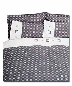 Charcoal Simply Squares Double Duvet Cover Set