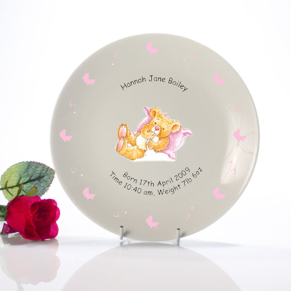 Christening Plate Pink