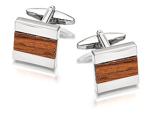 Unbranded Classic-Square-Wood-Insert-Cufflinks-015317