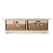 Unbranded Coat Hanger With Wicker Baskets, Cream