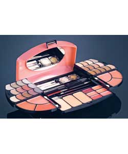 Set contains 26 eyeshadows, 4 blushes, 2 pressed powders, 3 foundations, 6 lip glosses, 2 lipsticks,