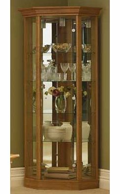 This traditional Corner Glass Display Cabinet is great if you are looking for a display cabinet that wont take up too much space. This cabinet has 4 shelves. mirrored back panels and display lighting. making it perfect for showing off your precious i