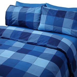 Cross Check Duvet Cover- Superking-Size- Azure