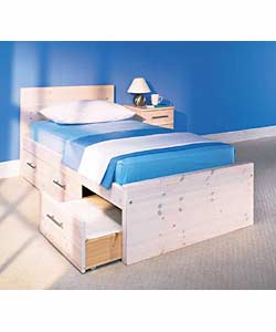 Scandinavian solid pine bedstead in a fresh white