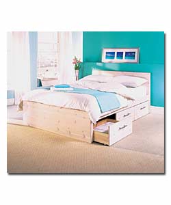 Scandinavian solid pine bedstead in a fresh white