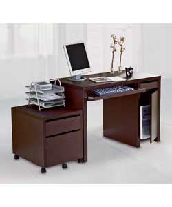 Dark Oak Effect Thick Edge Desk and Filer