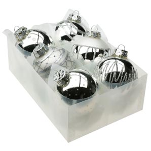 Decorated Silver Baubles Medium