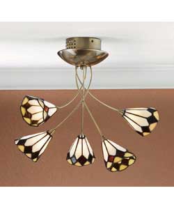 Diamond Tiffany Style 5 Arm Ceiling Fitting