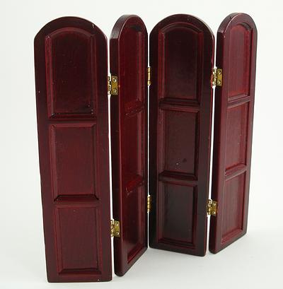 Dolls House Mahogany Hinged Folding Screen