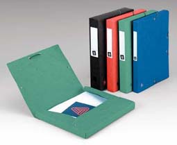 Strong pressboard filing box with elastic closure