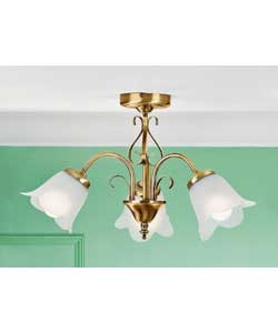 Elise 3 Light Antique Brass Ceiling Fitting