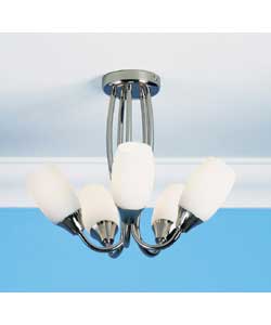 Ella 5 Light Ceiling Fitting - Bright Nickel Effect