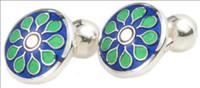 Unbranded Emerald Sunburst Enamel Cufflinks by Veritas