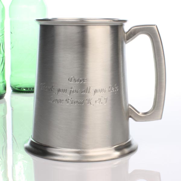 Unbranded Engraved Pint Pewter Tankard