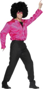 Unbranded Fancy Dress - Economy 70s Gents Frill Shirt MAGENTA