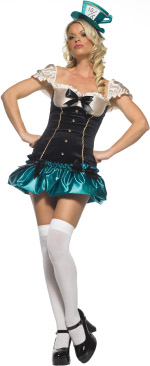 The Adult 2 Piece Tea Party Princess Costume includes a dress and tea cup headpiece.