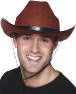 Unbranded Fancy Dress Costumes - BROWN Felt Studded Band Cowboy Hat