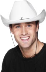 Fancy Dress Costumes - WHITE Felt Studded Band Cowboy Hat