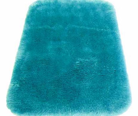 Unbranded Faux Fur Oblong Rug - Teal - 75 x 120cm