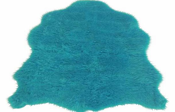 Unbranded Faux Fur Sheep Shape Rug - Teal - 75 x 90cm