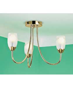 Fenetre 3 Light Antique Brass Ceiling Fitting