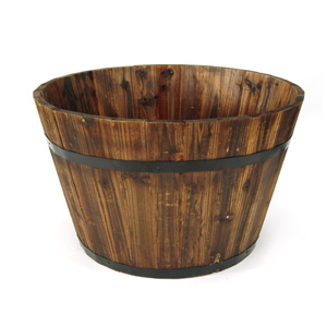 Fir Dark Wood Barrel Planter - 580mm Diameter