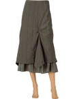 Flared- gathered skirt.