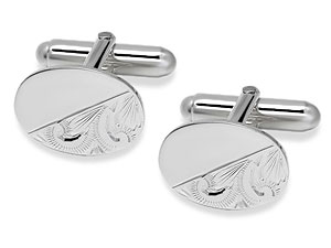 Unbranded Fleur-De-Lys-Engraved-Silver-Cufflinks-014620