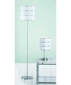 Floor and Table Lamp Set - Chrome/White Finish