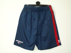 Navy Gola shorts with red stripe down legs. Elasti