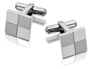 Unbranded Fred-Bennet-Stainless-Steel-Checkerboard-Swivel-Cufflinks-013725