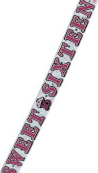 Unbranded Glitter Fringe Banner - Sweet 16th Silver/Pink