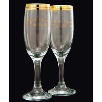 Gold Rimmed Champagne Flutes