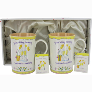 Unbranded Golden Wedding Anniversary Bone China Mugs