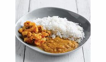 Cauliflower green peas with pigeon pea dal and rice. Please note that our dishes for Ethnic Diets are stocked to order, so please order 14 days before you require delivery. Thank you.