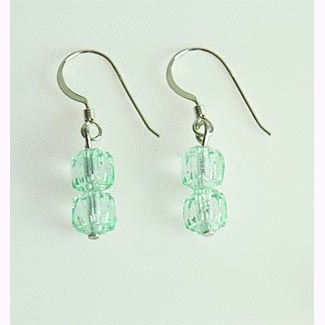 Hexagonal Aqua Glass Drop Earrings