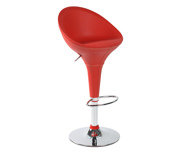 Unbranded High Back Bonded Leather Bar Stool - Red