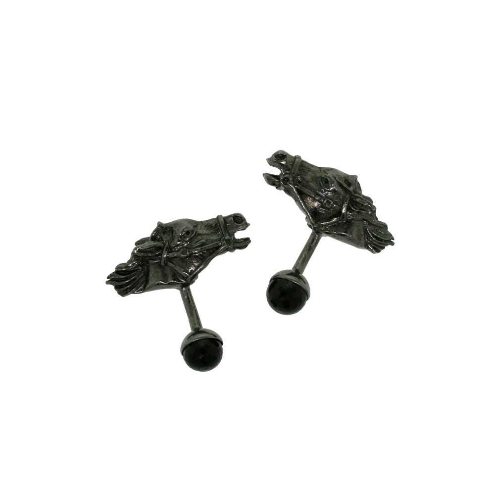 Unbranded Horse Head Cufflinks - Black and Quartz