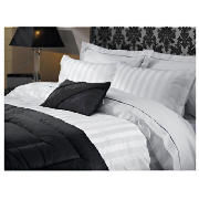 Unbranded Hotel 5* Satin Stripe Double Duvet Set, White