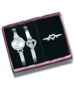 Identity London 3 Piece Watch- Bangle & Brooch Set